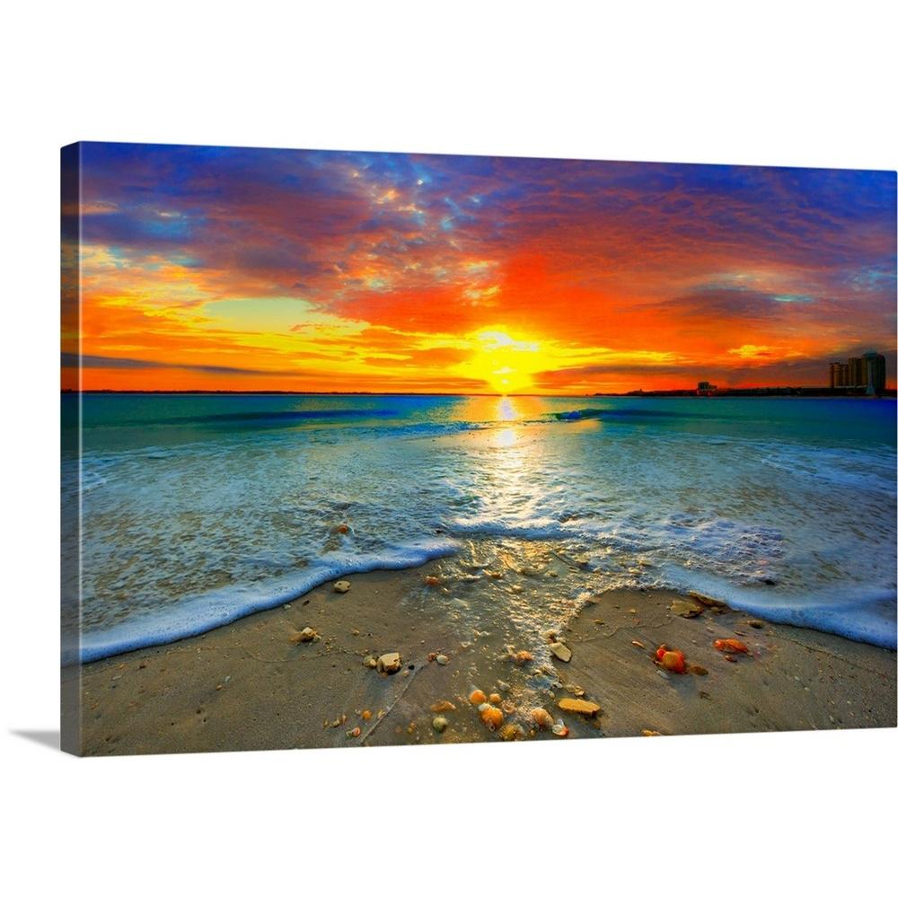 GreatBigCanvas 36 in. x 24 in. "Amazing Red Sunset Over