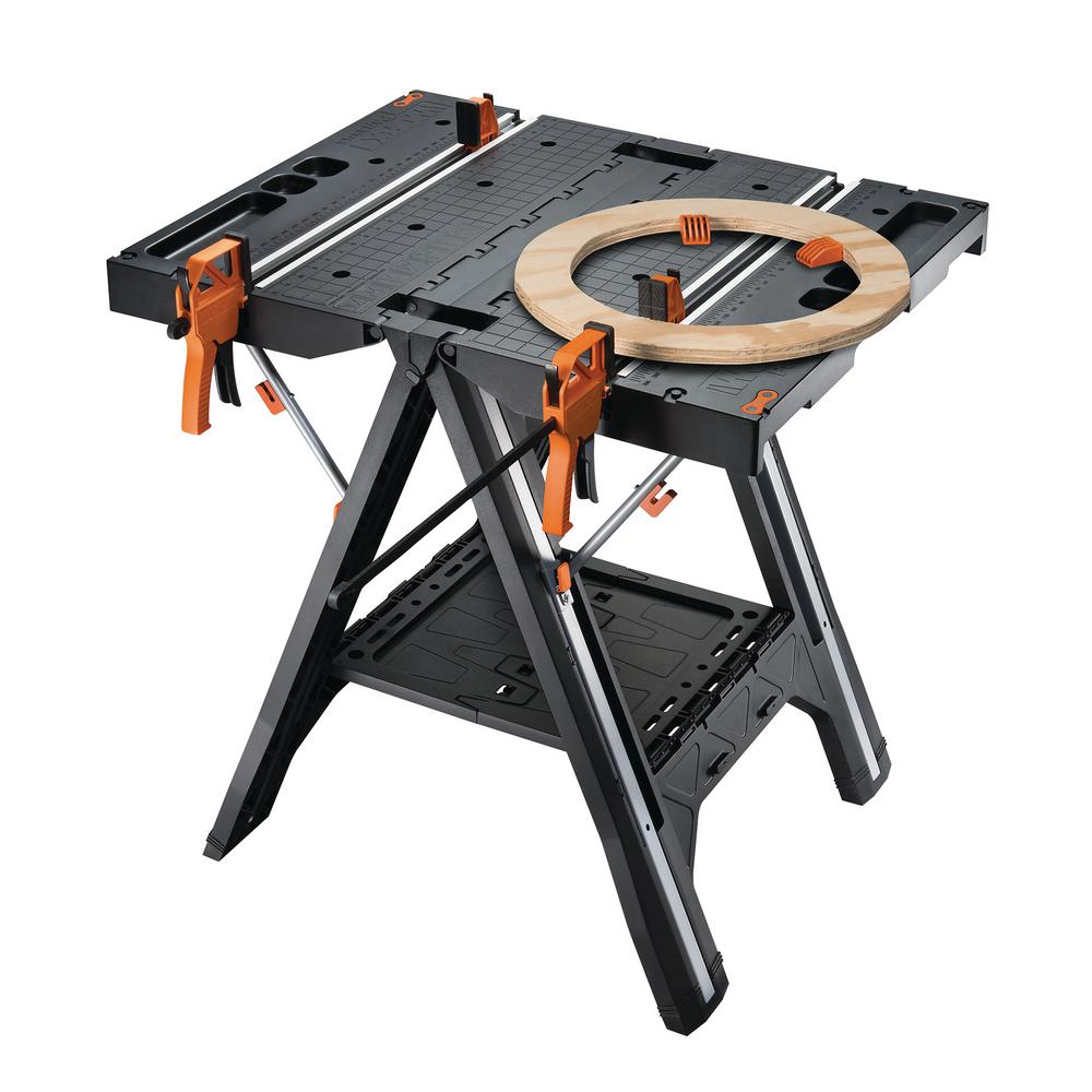 worx work table bench sawhorse saw horse clamps holding