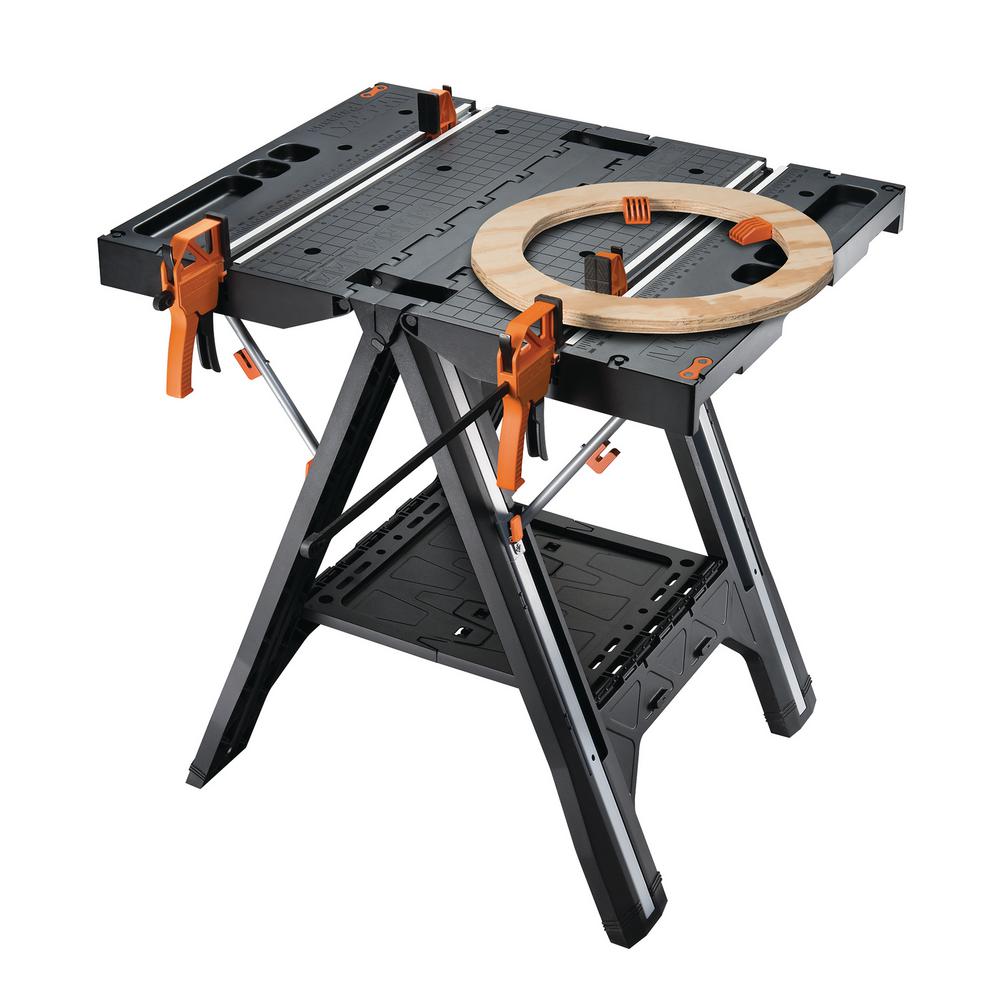 Worx Work Table Bench Sawhorse Saw Horse Clamps Holding 