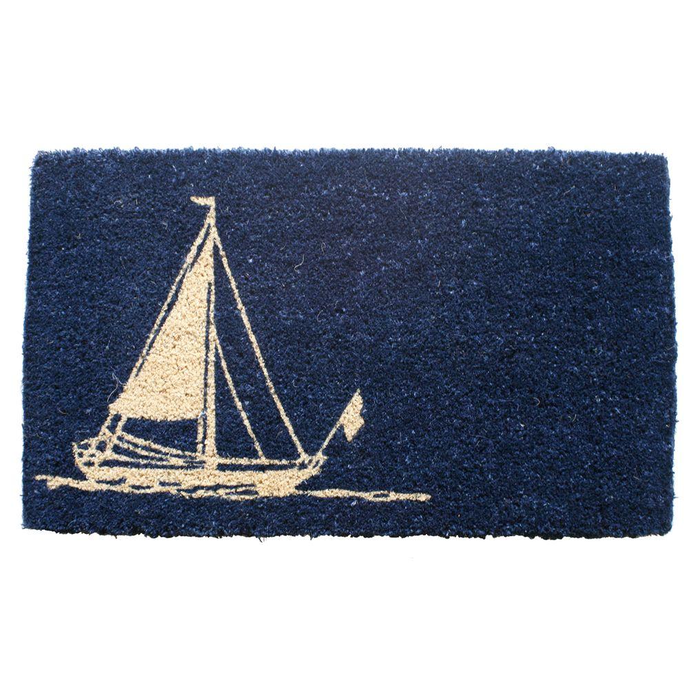 Entryways Sailboat 18 in. x 30 in. Hand Woven Coconut Fiber Door Mat