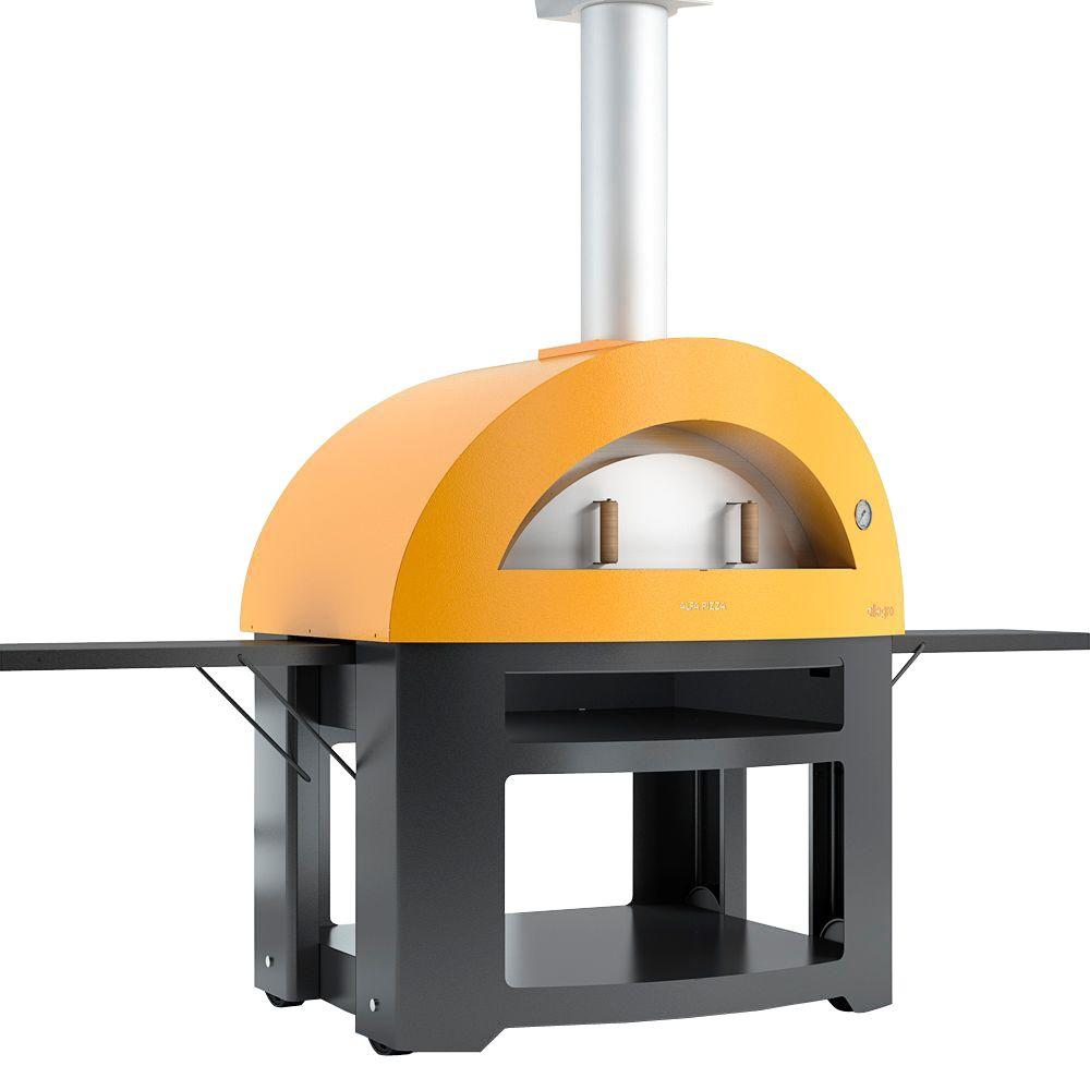 Alfa Pizza Forno Allegro 3937 In X 2756 In Outdoor Wood Burning Oven With Cart In Yellow 9390