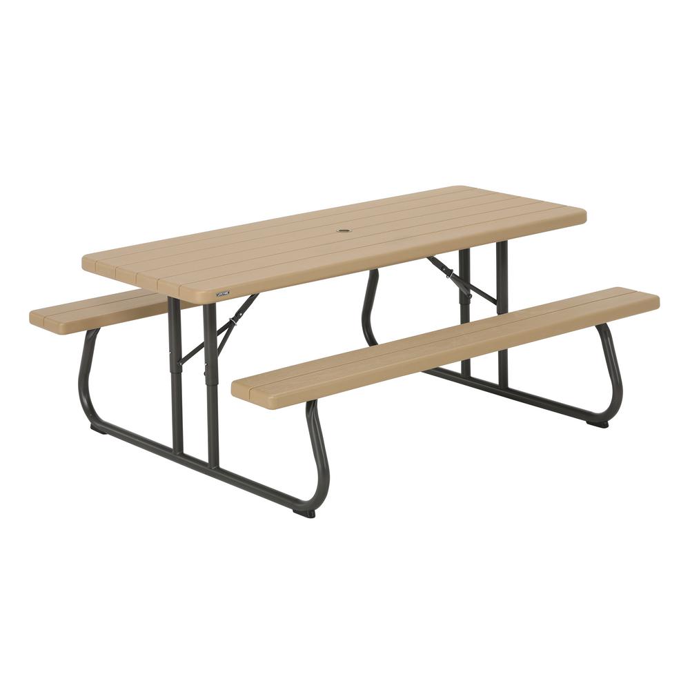 Lifetime 6 ft. Heather Beige Folding Picnic Table
