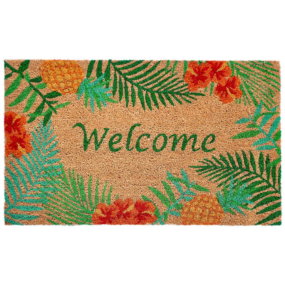 Liora Manne Natura Tropical Welcome Natural 18 In X 30 In Outdoor Mat