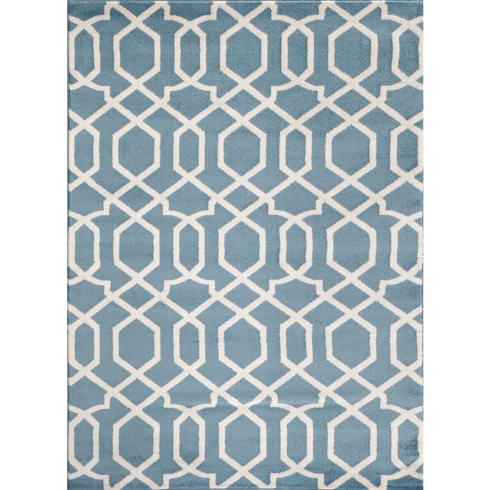 World Rug Gallery Contemporary Trellis Design Blue 2 ft. x 3 ft. Indoor Area Rug304 Blue 2'X3