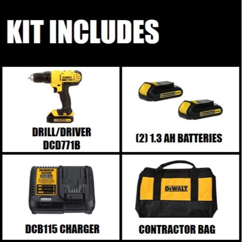 20-Volt MAX Lithium-Ion Cordless 1/2 in. Drill/Driver Kit with (2) 20-Volt Batteries 1.3Ah, Charger and Tool Bag
