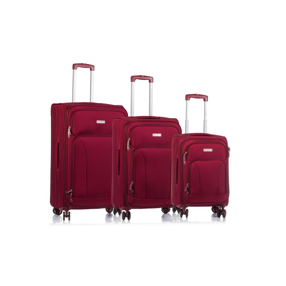 Unbranded CHAMPS Traveler's 29 in.,25 in., 20 in. Red Softside Luggage ...