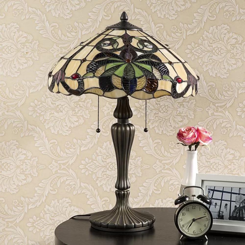 Casainc 16 In Brown Table Lamp Baroque Jeweled Stained Glass Desk Lamp Home Decor Lighting Eoswf07 1 The Home Depot
