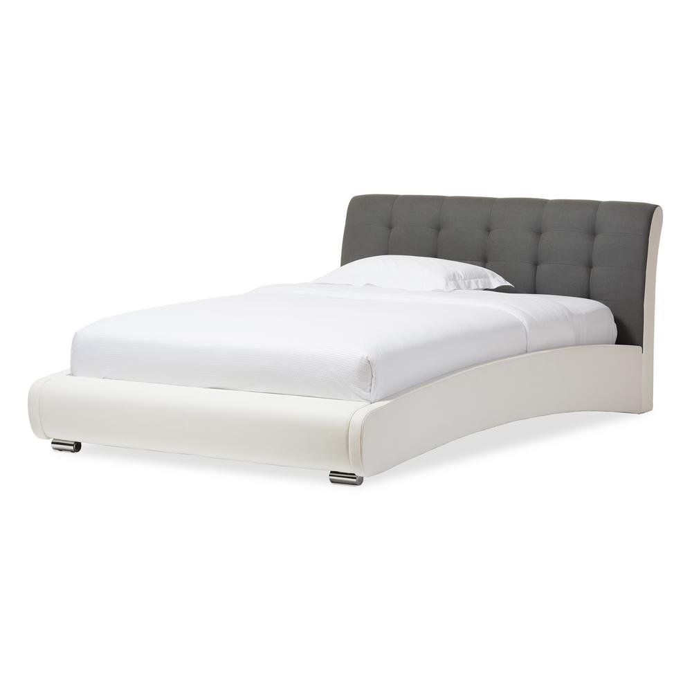 Baxton Studio Guerin Modern White Faux Leather Upholstered King