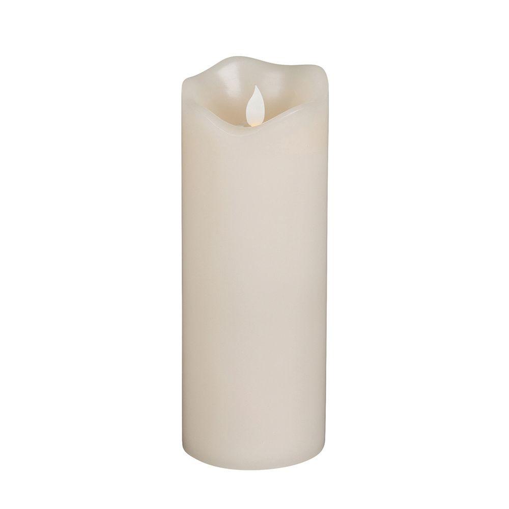 8 in. H Battery Operated Bisque Vanilla Scent Wax Motion Flame Timer Candle42541 The Home Depot