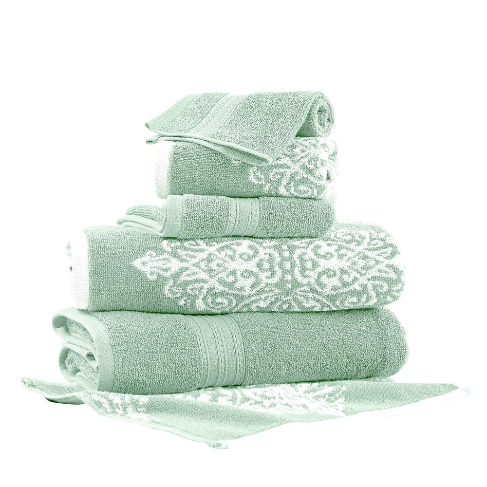 Allure Artesia 6Piece Sage Geometric Bath Towel Set 5JQYDTLGARSST