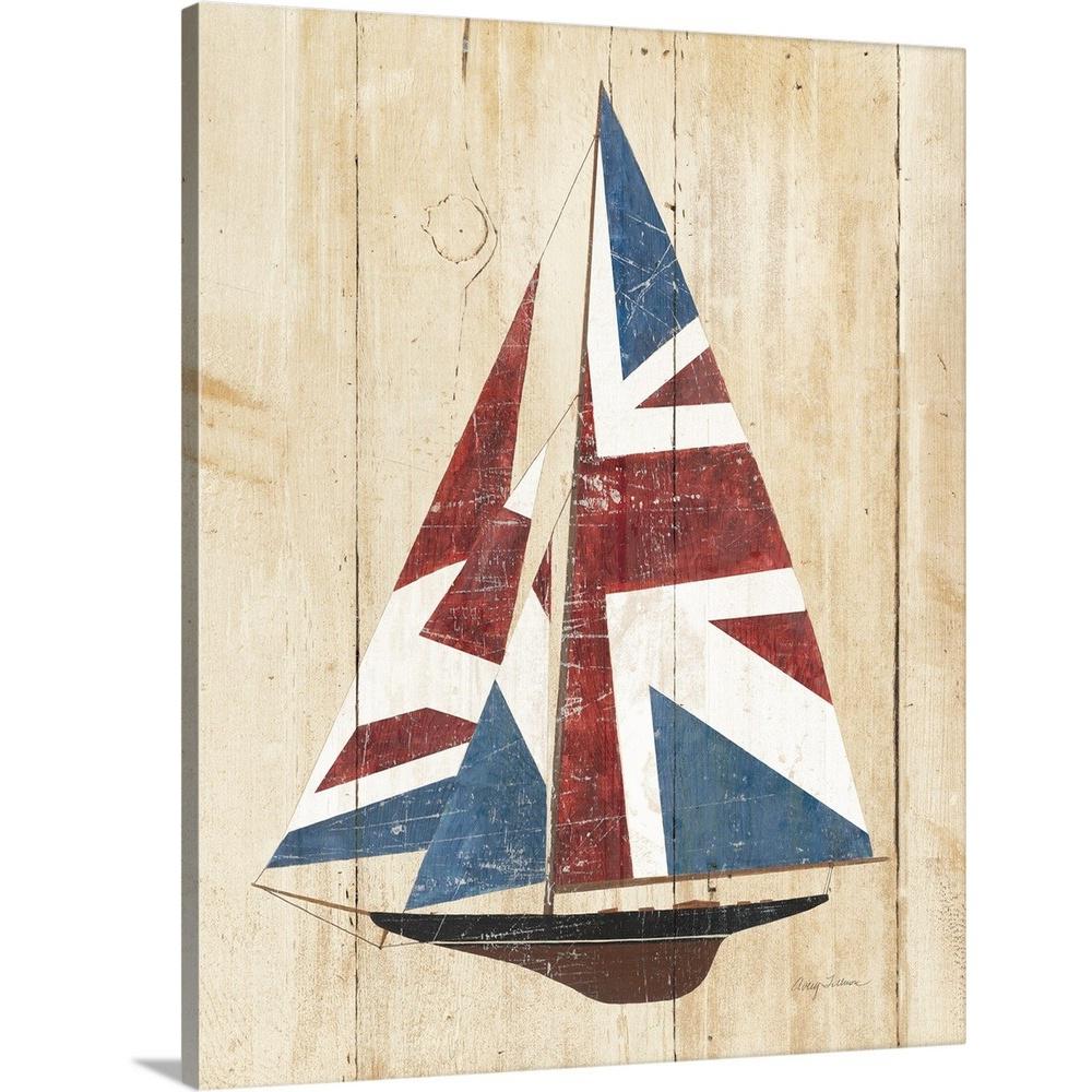 Greatbigcanvas British Flag Sailboat By Avery Tillmon Canvas Wall Art 2358118 24 24x30 The Home Depot
