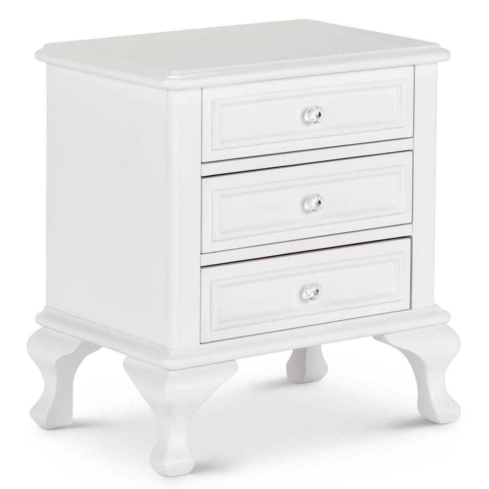 Jenna 3 Drawer White Nightstand Js700nso The Home Depot