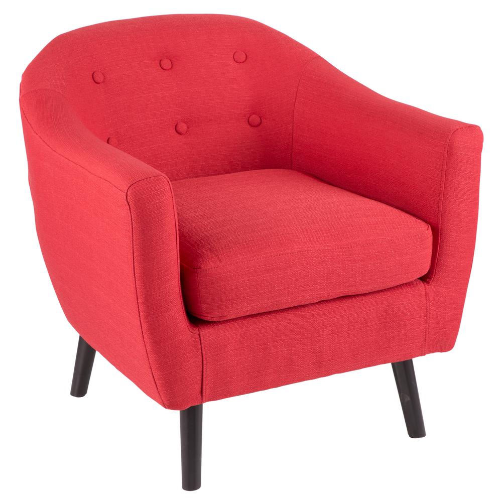 Red Mid Century Modern Solid Wood Accent Chairs The Rockwell Red Accent Chair