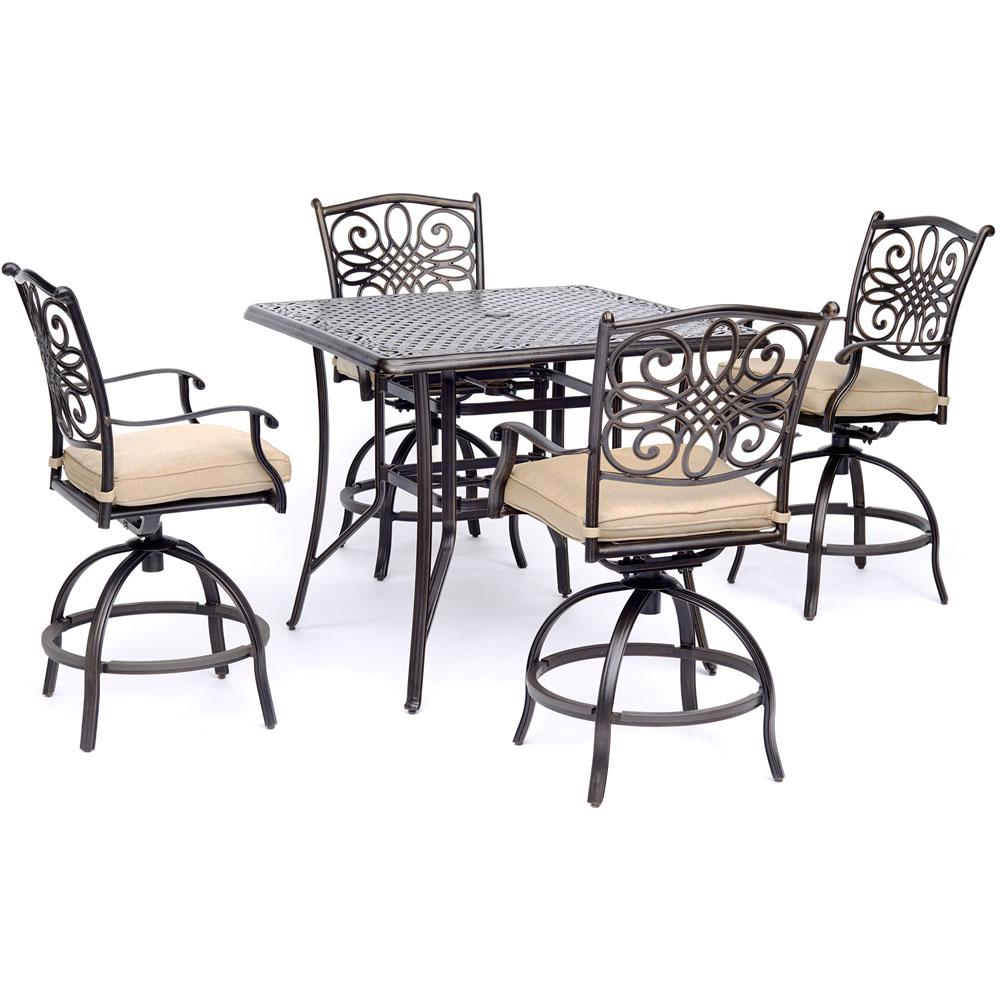 Hanover Traditions 5-Piece Aluminum Outdoor High Dining Set with Tan