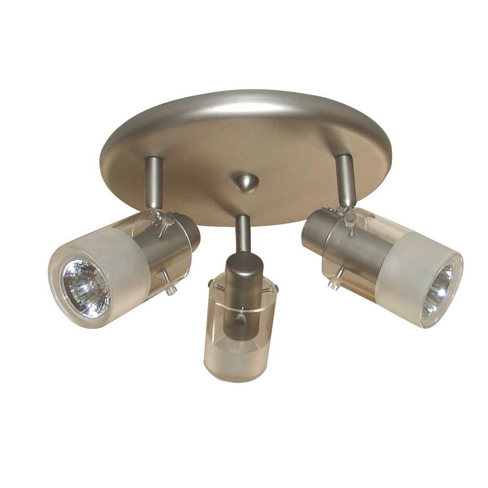 Hampton Bay 3 Light Brushed Steel Ceiling Mount Round Light