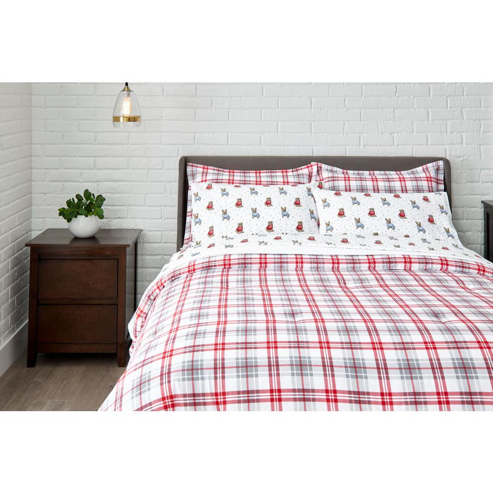 Stylewell 3 Piece Full Queen Flannel Comforter Set In Cardinal Red