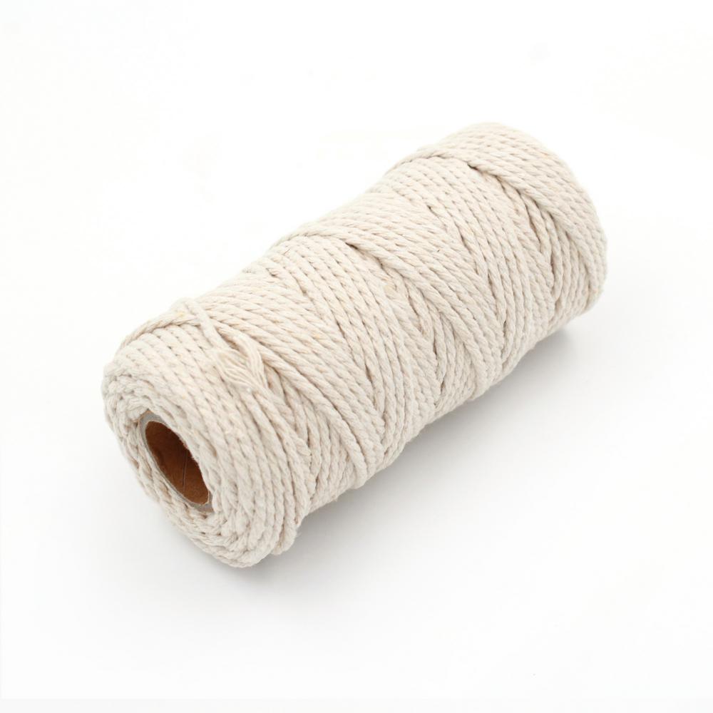 Project Craft 100% Cotton Macrame Cord for Crafting, Twisted 3 Strand Rope, Natural White (50 Yards)