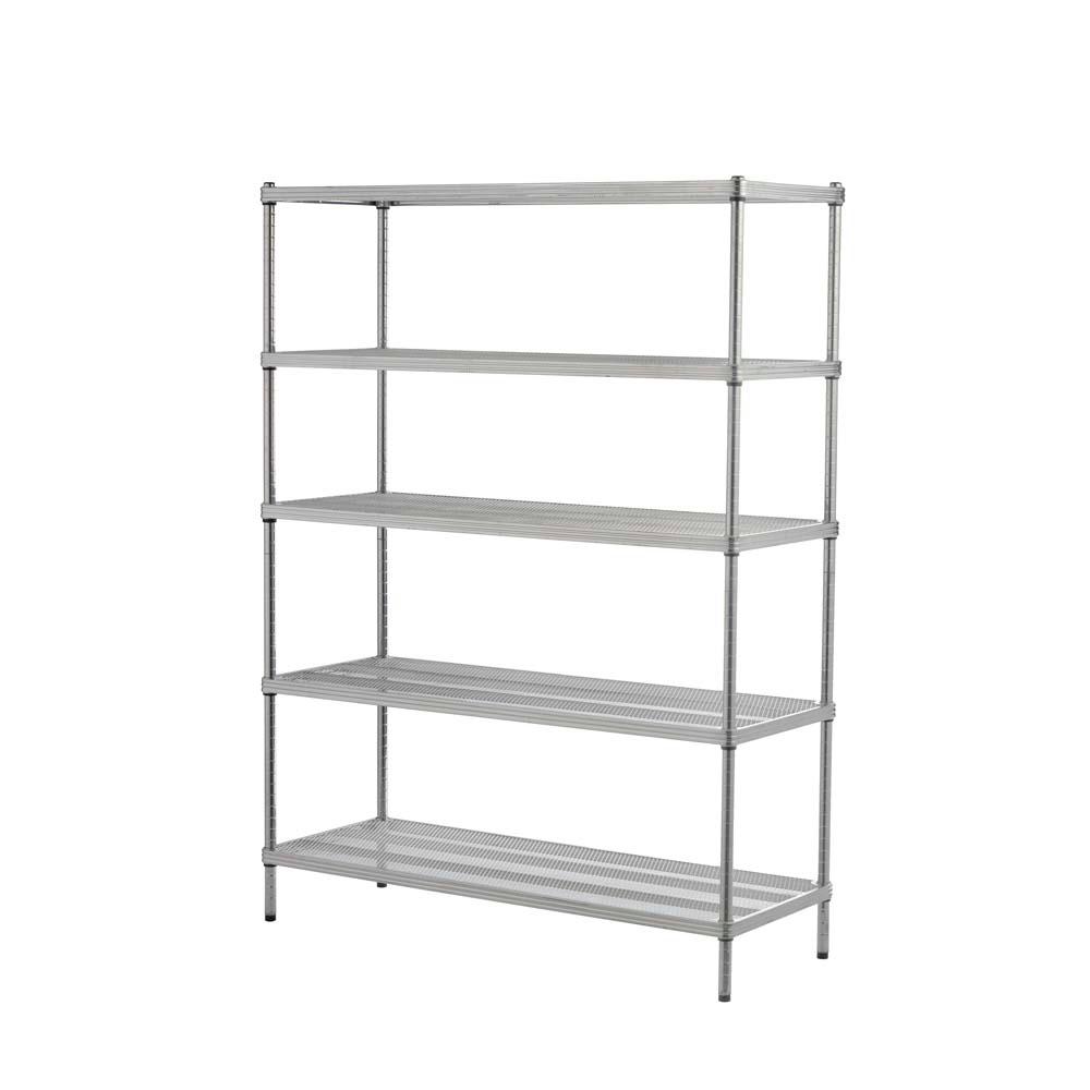 Origami 36 2 In X 14 1 4 General Purpose Folding Metal Meshworks 5 Shelf Metal Silver Freestanding Shelving Unit