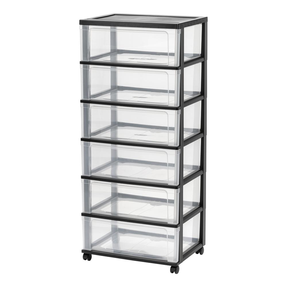 Iris 6 Drawer Plastic Wheeled Wide Chest In Black 110309 The Home Iris 6 Drawer Plastic Wheeled Wide Chest In Black