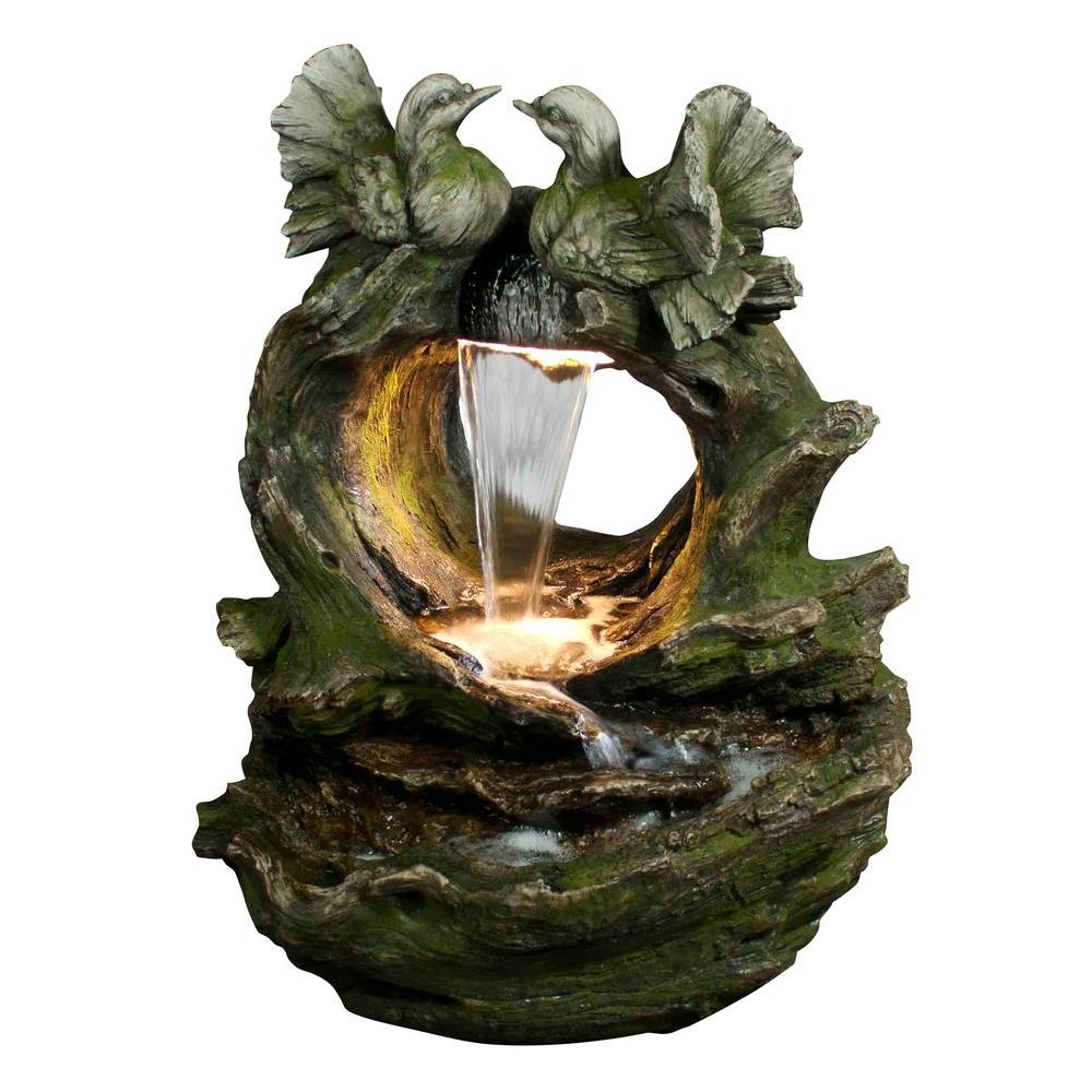 Pure Garden 32 In Lion Head Fountain 50 0005 The Home Depot Waterfall Bird Fountain With Led Lights