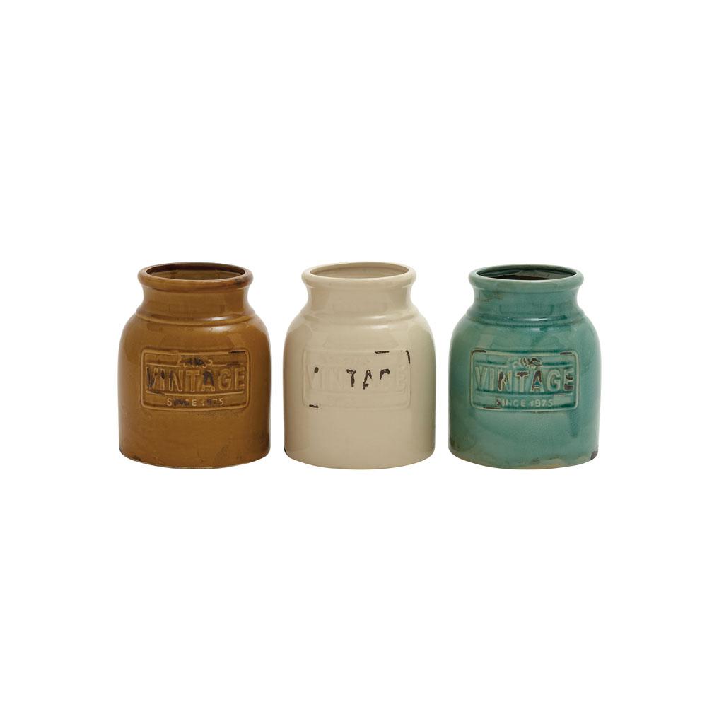 Litton Lane 9 In Ochre Brown Cream White And Celadon Green Round