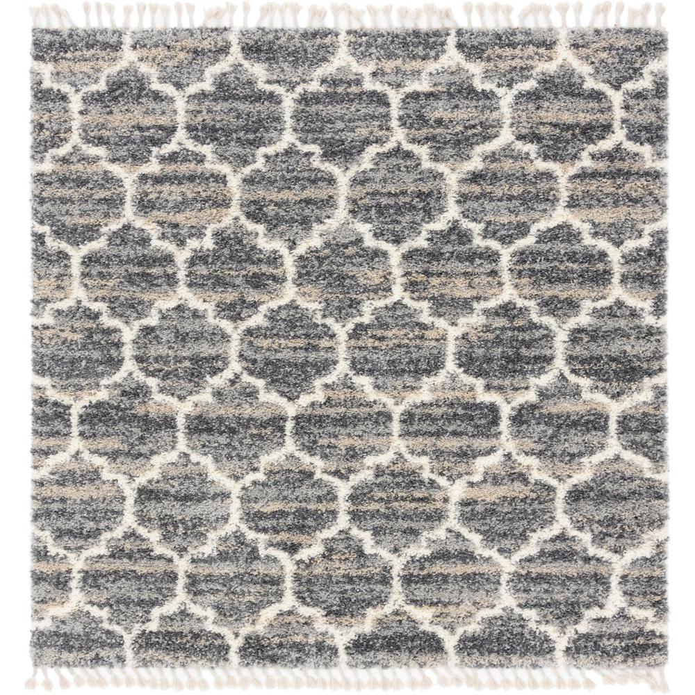 Unique Loom Hygge Trellis Gray 8 Ft X Square Rug