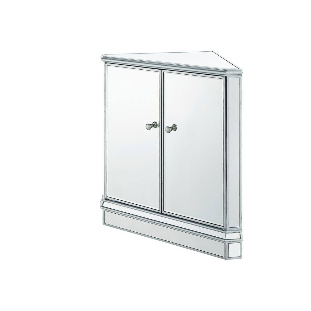Philip 31 In 1 Shelf 2 Doors Antique Silver Paint Finish Mirror 1 Shelf 2 Doors Antique Silver Paint Finish Mirror Chest