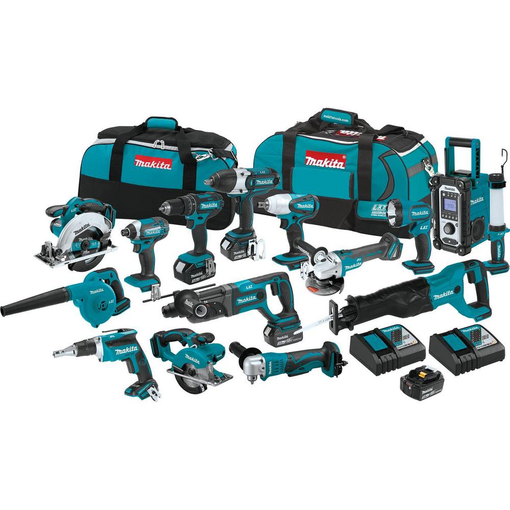 MAKITA 18V LI-ION 8 PIECE BRUSHLESS KIT WITH 3 X 5.0AH BATTERIES AND 2 X BAGS