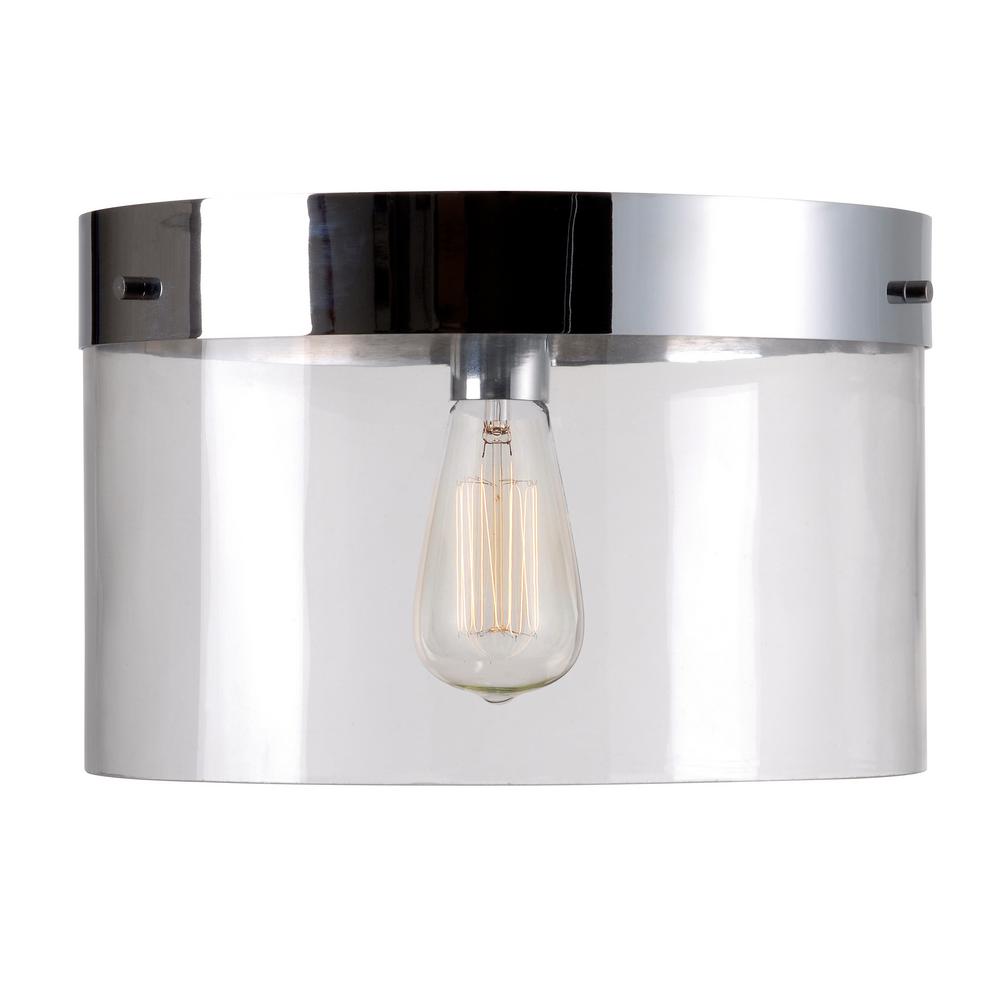 Kenroy Home Capri 1 Light Chrome Flush Mount 91837clr The Depot Kenroy Home Capri 1 Light Chrome Flush Mount