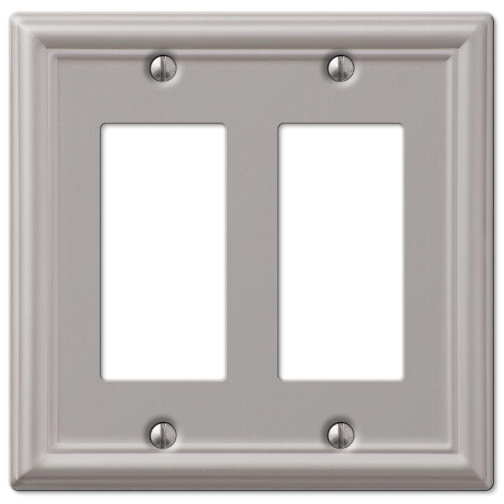 Nickel Switch Plates Wall The Home Depot Ascher 2 Rocker Wall Plate Brushed Nickel Steel