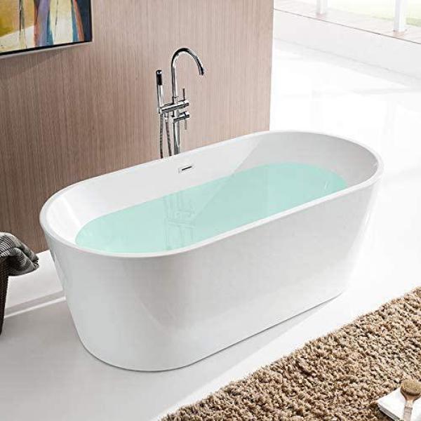 Vanity Art Bordeaux 59 in. Acrylic Flatbottom Freestanding Bathtub in