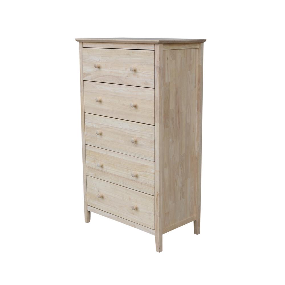 International Concepts Brooklyn 5 Drawer Unfinished Wood International Concepts Brooklyn 5 Drawer Unfinished Wood