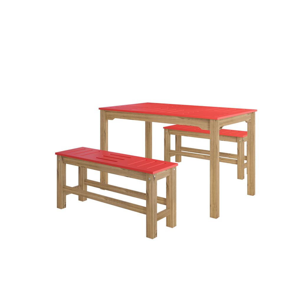 Manhattan Comfort Stillwell 47 25 In 3 Piece Red And Natural Wood Manhattan Comfort Stillwell 47 25 In 3 Piece Red And Natural Wood Rectangle Dining Set