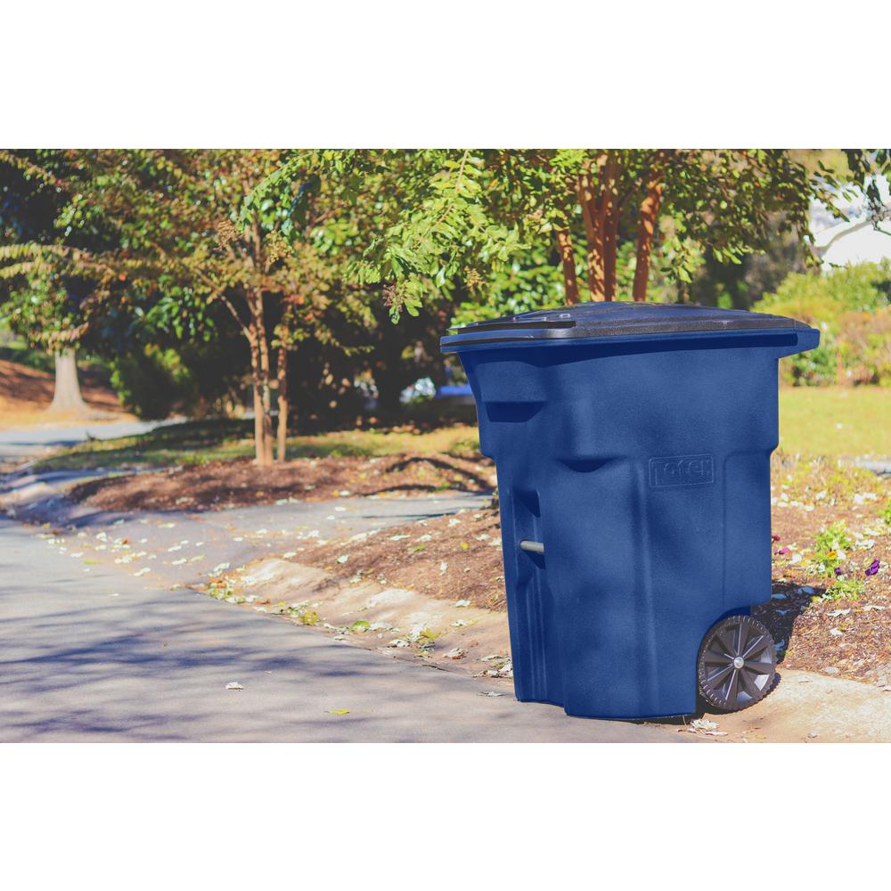 Toter 96 Gal Blue Trash Can With Wheels And Attached Lid 25596 R1705 The Home Depot