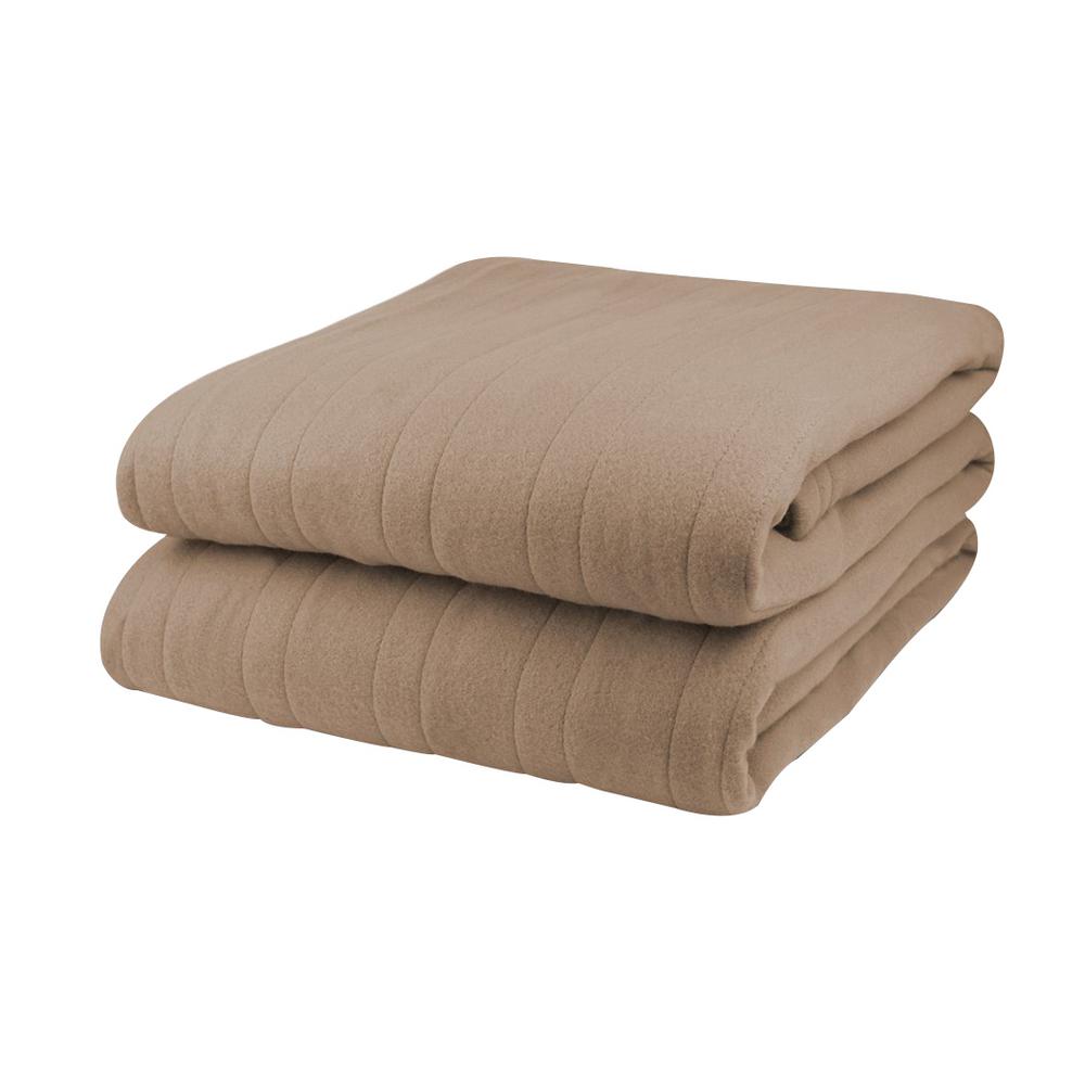 Biddeford Blankets 1001 Series Comfort Knit Heated 72 in. x 84 in. Fawn