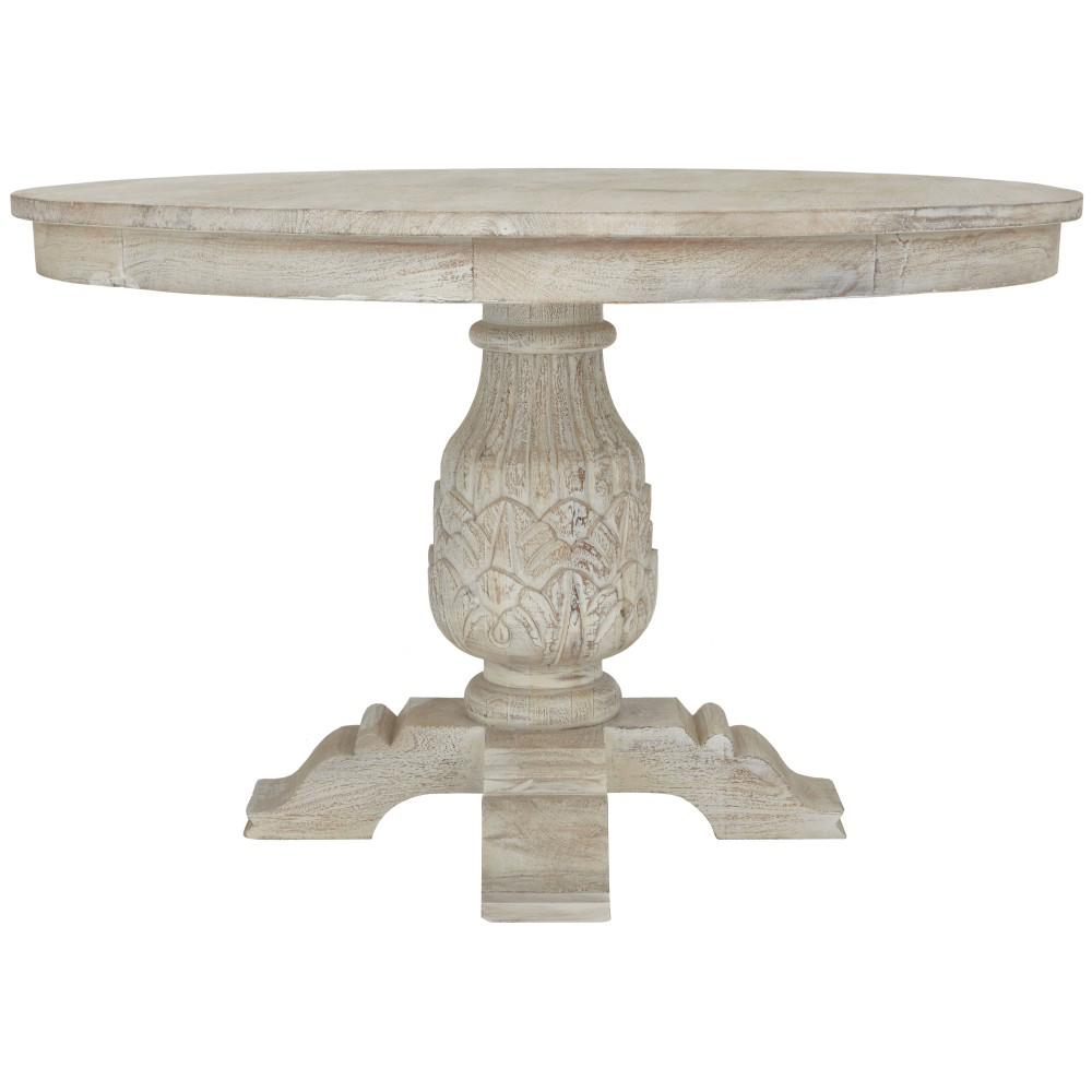 Home Decorators Collection Kingsley Sandblasted White Round Dining Table 9690100980 The Home Depot