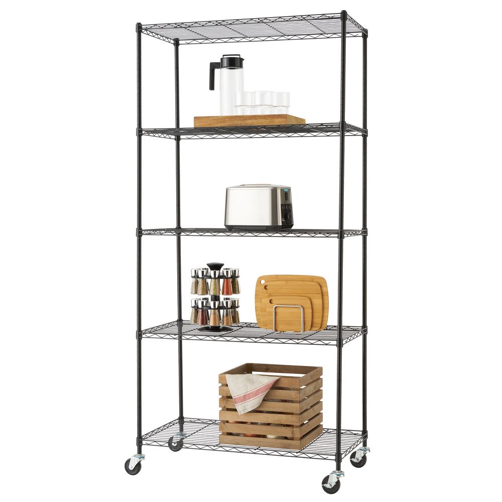 Trinity Basics 5-Tier Wire Shelving Rack with Nsf Includes Wheels