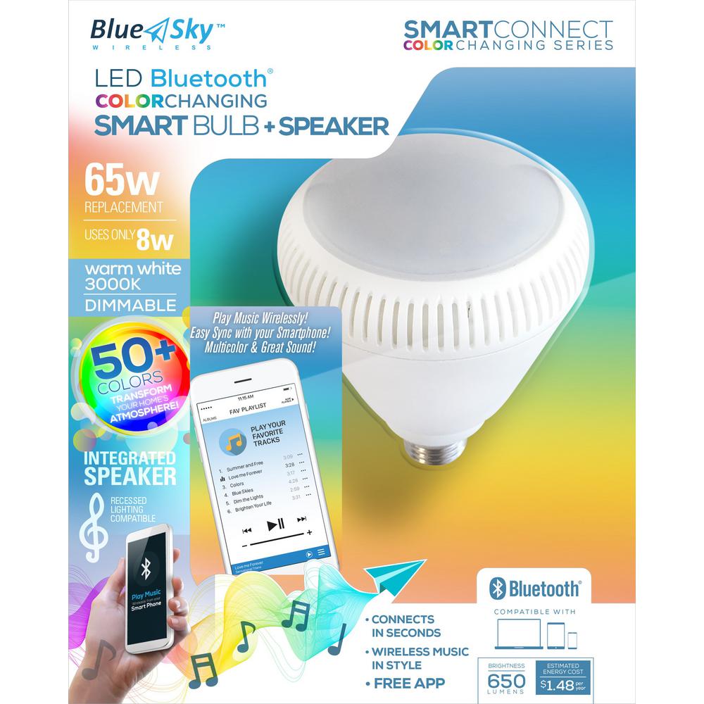 blue sky led light bulb speaker