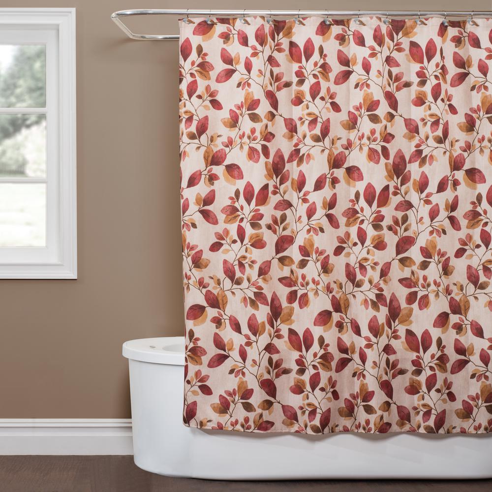 red shower curtain