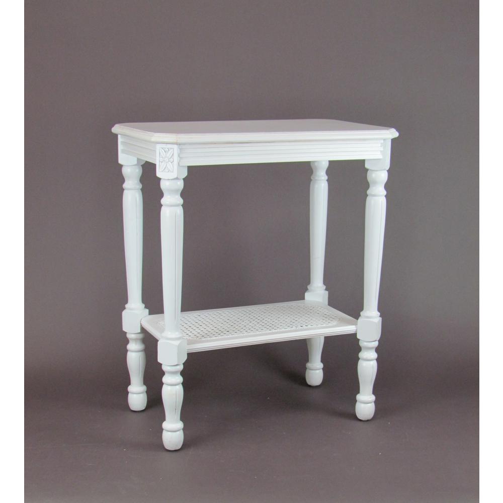 White Side Table With Shelf