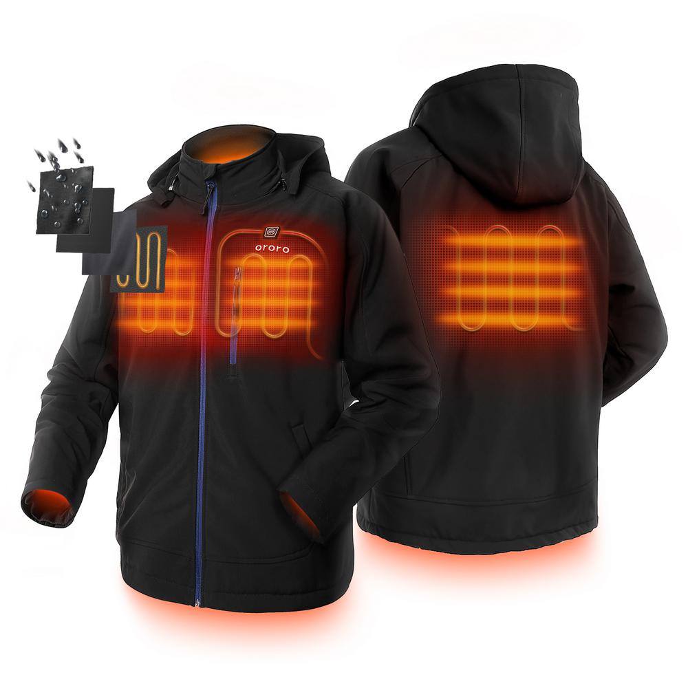 Men Women Heated Jacket Soft Shell with Hood and Battery Waterproof Wind Resistant Winter Jacket
