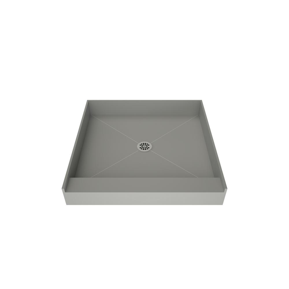 Tile Redi 36 In X Single Threshold Shower Base Grey With Center Drain
