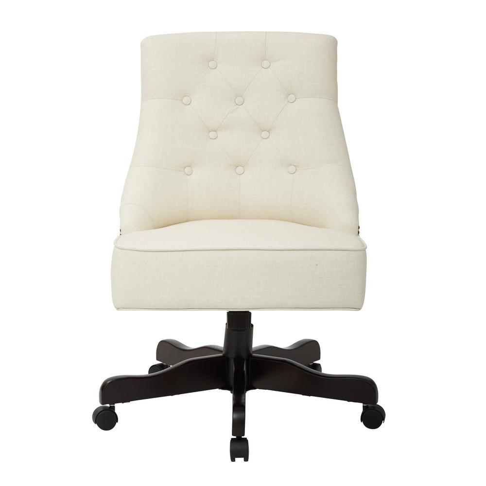 Inspired by Bassett Rebecca Linen Fabric Tufted Office Chair with Nail ...