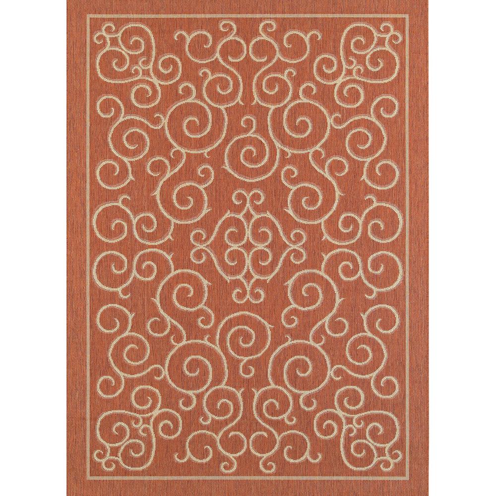 Hampton Bay Scroll Terracotta/Sand 5 ft. x 7 ft. Indoor/Outdoor Area