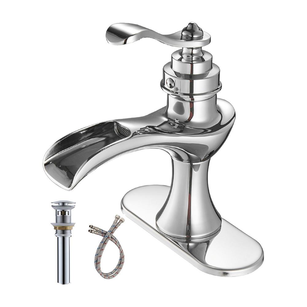 Matrix Decor Single Hole 1 Handle Bathroom Faucet With Drain Assembly In Chrome A 96573 C The Home Depot