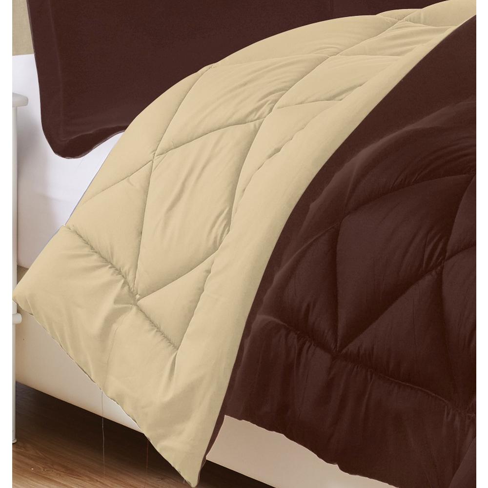 Elegant Comfort 3 Piece Chocolate Cream Full Queen Comforter Set