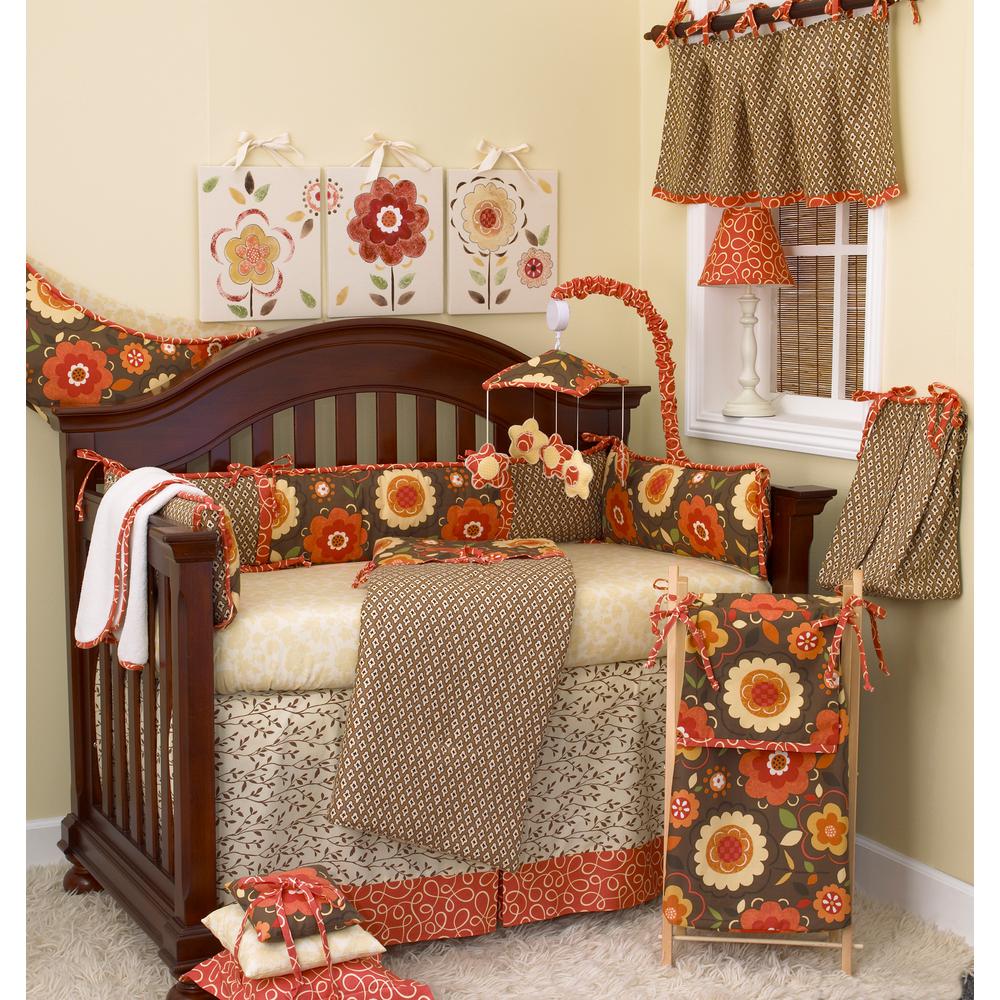 Cotton Tale Designs Peggy Sue 8 Piece Brown Multi Color Floral Crib Bedding Set Ps8s The Home Depot