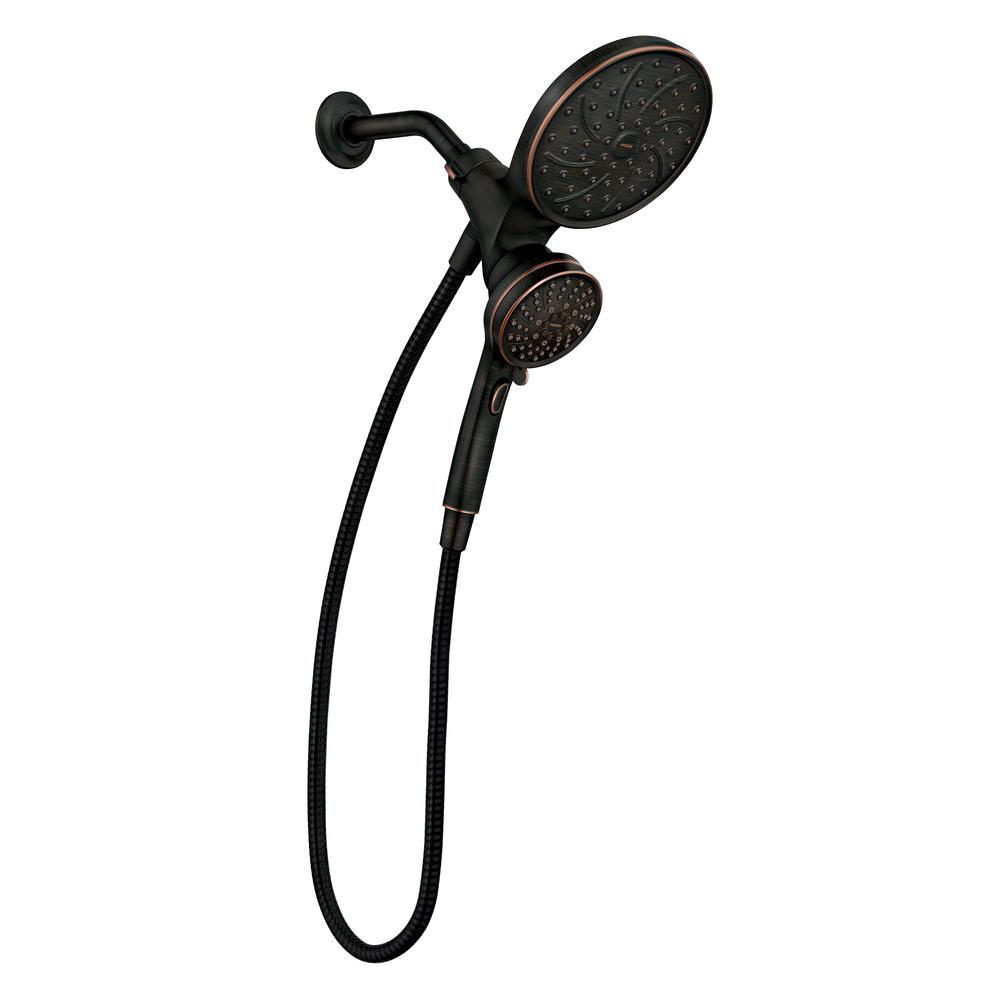 bronze shower head extender with handheld spray