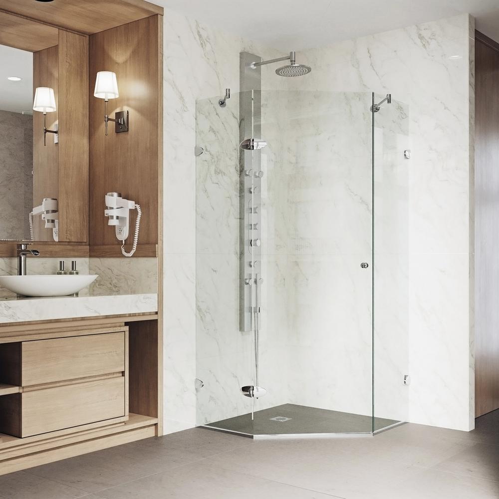 Vigo Verona 40 In X 73 375 In Frameless Neo Angle Hinged Corner