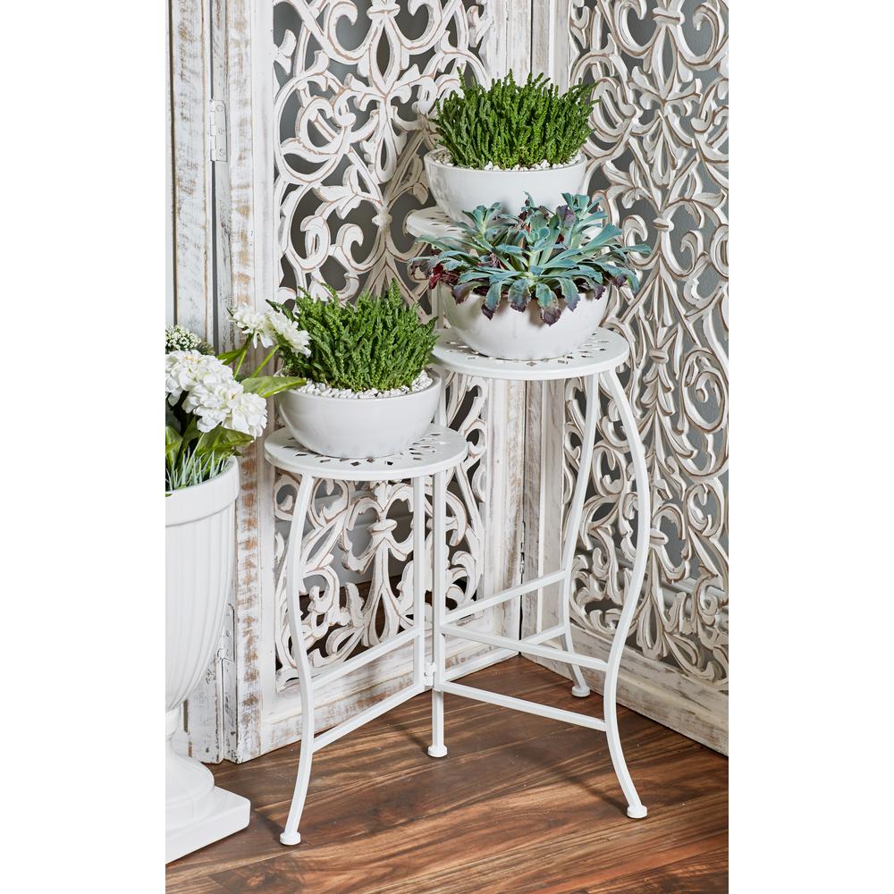 White Iron Folding Plant Stand